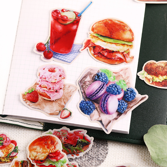 20 Pcs Cute Burgers & Desserts | Waterproof Stickers Pack