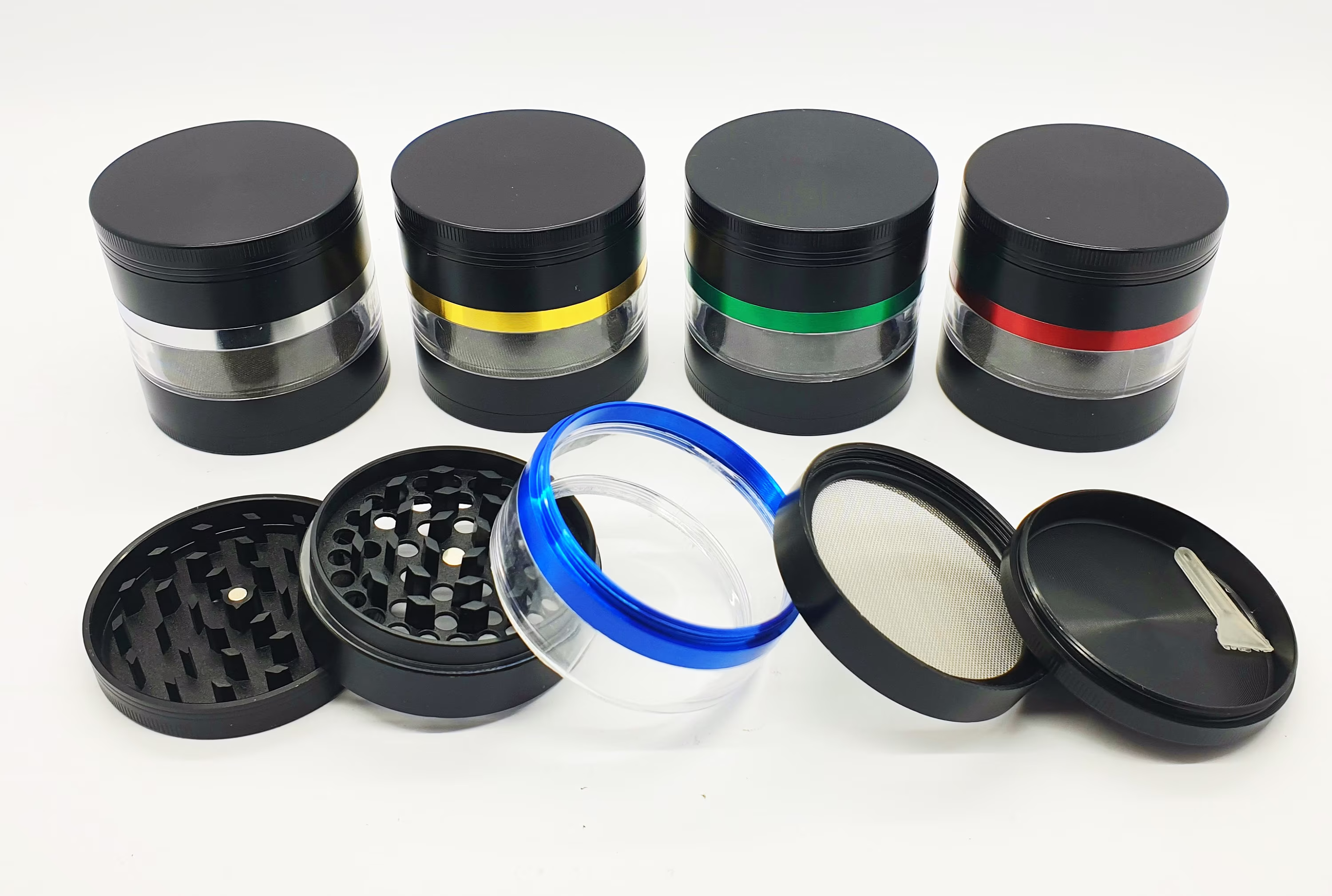 63mm Premium 4 Part Leaf Tobacco Herb Metal Aluminium Window Magnetic Grinder Crusher Shark Teeth