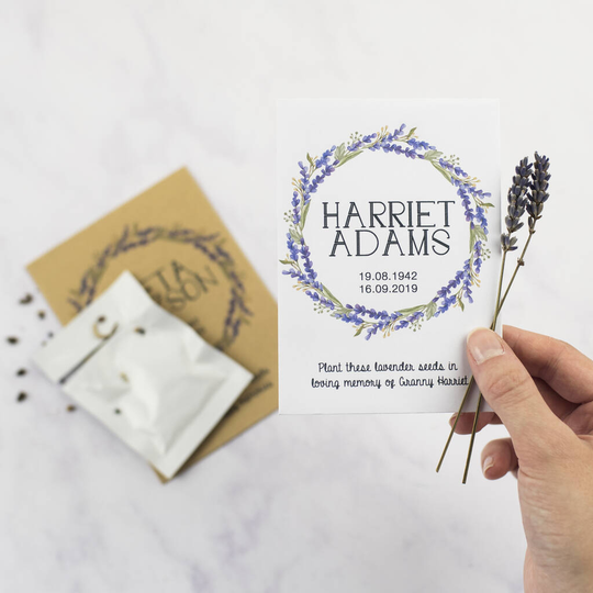 10 Lavender Wreath Seed Packet Memorial Gifts