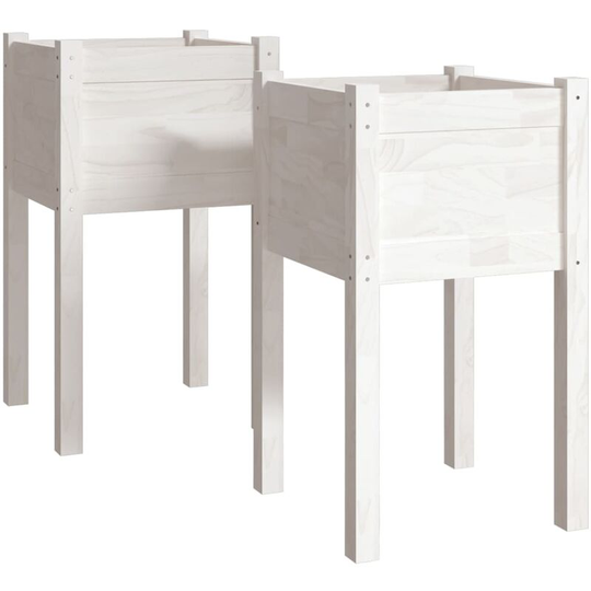 Garden Planters 2 pcs White 40x40x70 cm Solid Pinewood vidaXL - White