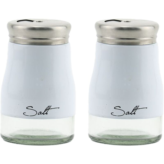 Fvbjd - Stainless Steel Salt and Pepper Shakers with Glass Bottom, Modern Kitchen Accessories White