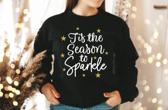 Tis The Season To Sparkle Sweater, Christmas Sweatshirt, Jumper, Jumpers For Women, Ladies Sweatshirts, Xmas Jumper