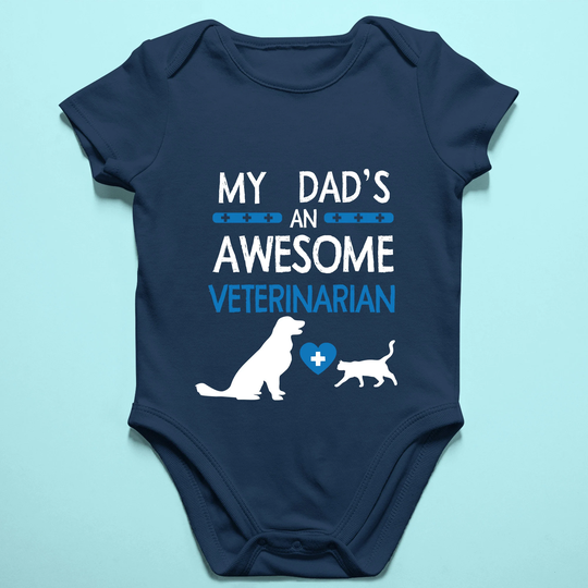 My Dad's An Awesome Veterinarian Organic Cotton Baby Bodysuit/Infant/Toddler T-Shirt/Onesie/Baby Onesie/Newborn Gift/Baby Shower Gift