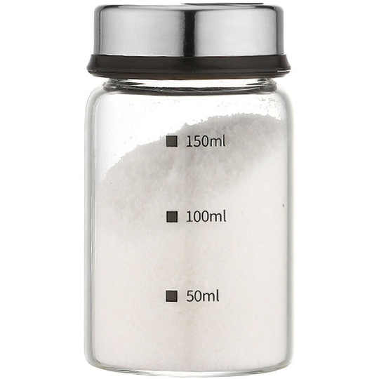 Glass Seasoning Jar With Scale 4 Outlets Spice jars Kitchen Chili Pepper Powder Sprinkling Jar Barbecue Salt Shaker Container, 150mL - 150mL