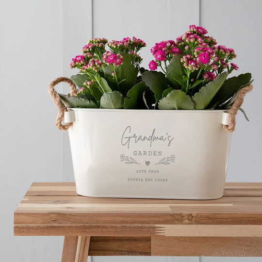 Personalised Metal Planter - Personalized Gardening Gift For Plant Lovers Unique Birthday Present Women Mum Girlfriend Grandma Friend