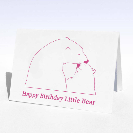 Personalised Portrait Polar Bear Birthday Card, Powder Blue/Blue/Pink