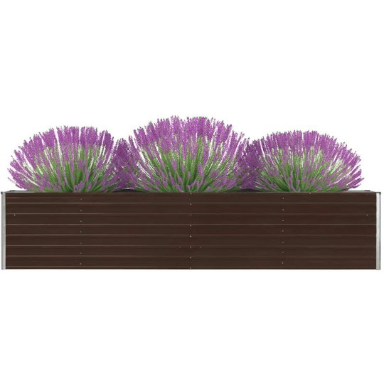 Garden Planter Galvanised Steel 320x40x45 cm Brown