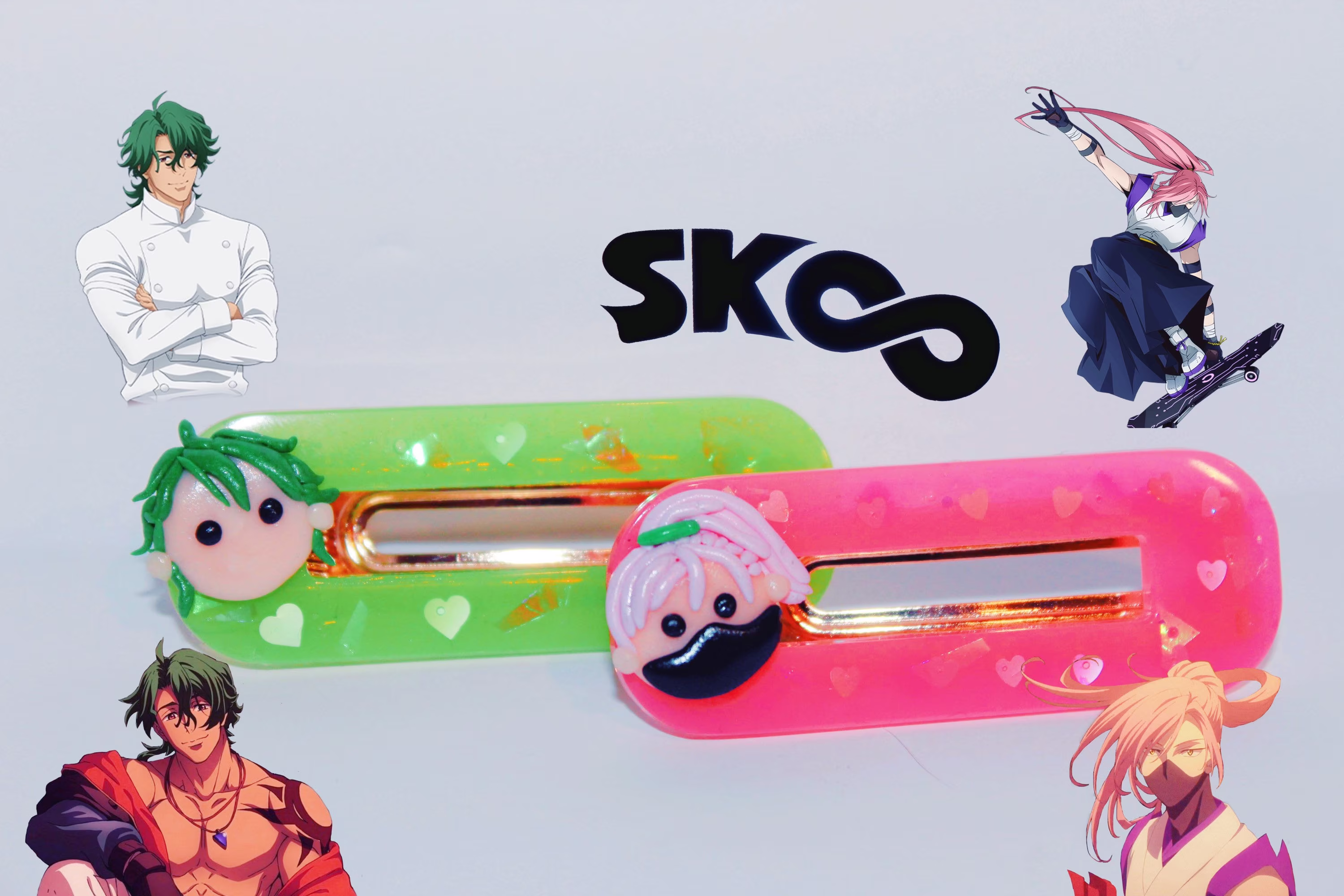 Sk8 The Infinity Cherry Blossom Joe Resin Hair Clips Matcha Blossom