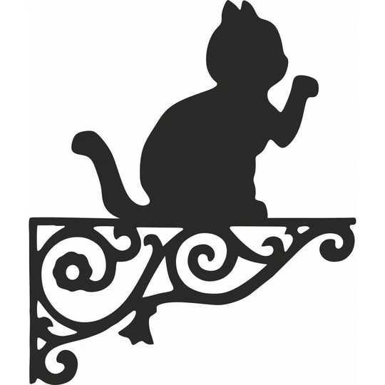 Lucky Cat Ornamental Hanging Bracket - Contemporary Basket Wall Mounted Decorative Garden Black