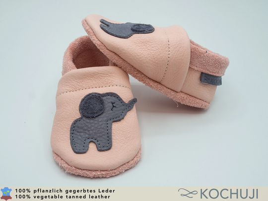 Organic Leather Slippers Elephant/Personalizable Vegetable Tanned Various Sizes & Colours Slip-Ons