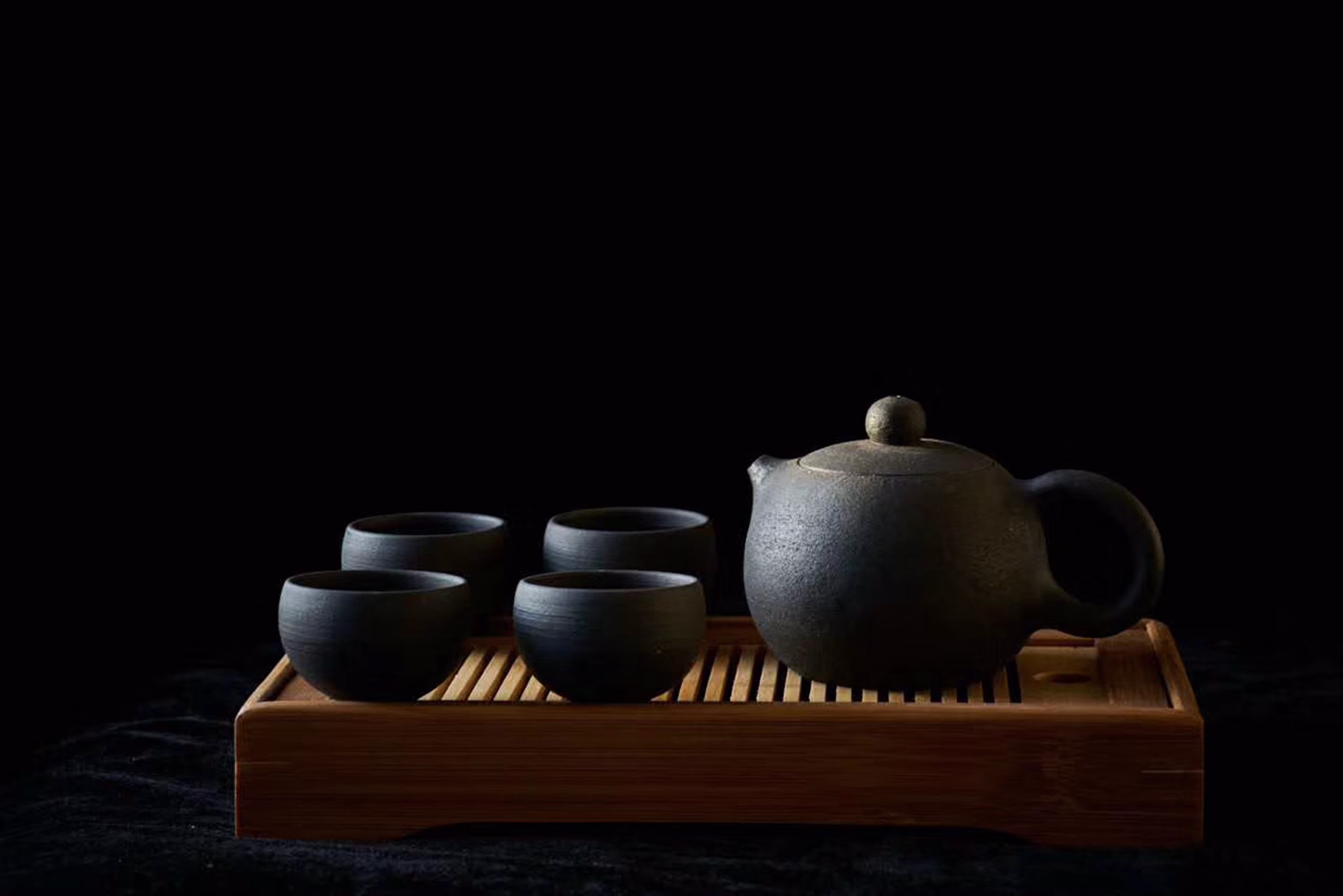 1000-Year-Old Craft Tea Set, Original Ecological Breathing Black Sandstone Healthy Set