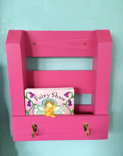 Handmade Wall Shelf Organizer With Hooks - Colour Sweet Sundae
