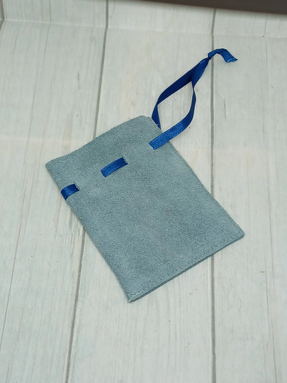 Suede Pouch For Vintage Powder Compacts & Mirrors ~ Protective Blue