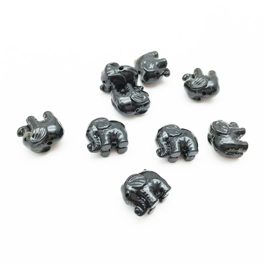 50Pcs Black Resin Coral Powder Elephant Beads , Elephant Charms, Yoga