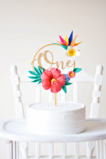 Moana Cake Topper, Tropical Luau Aloha Moana Birthday, Number One Smash Wooden Topper