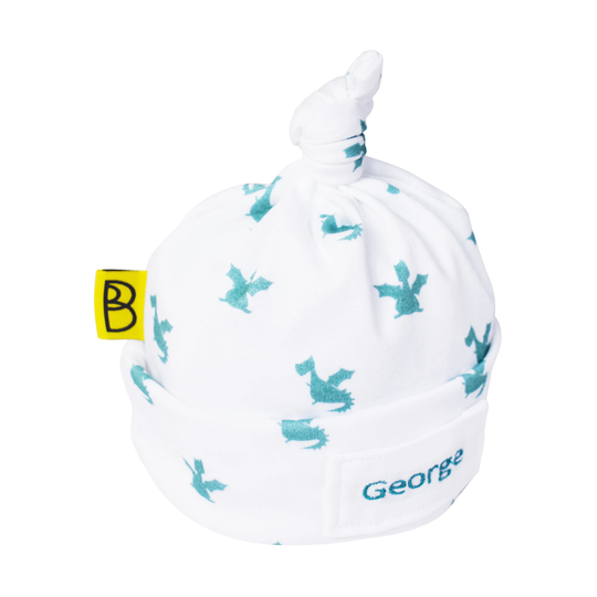 Organic Baby Hat With Funky Green Dragons