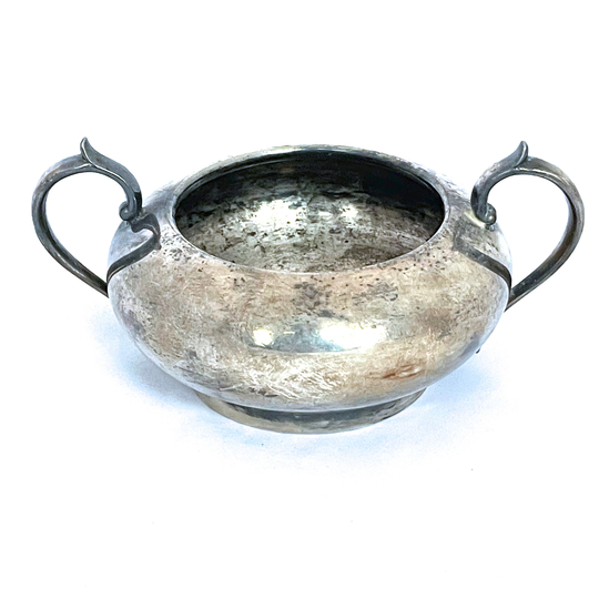 Antique Silver Plated Sugar Dish, Wiccan Altar Bowl, Cauldron, Offering Travelling Alter, Salt Cellar, Witchcraft