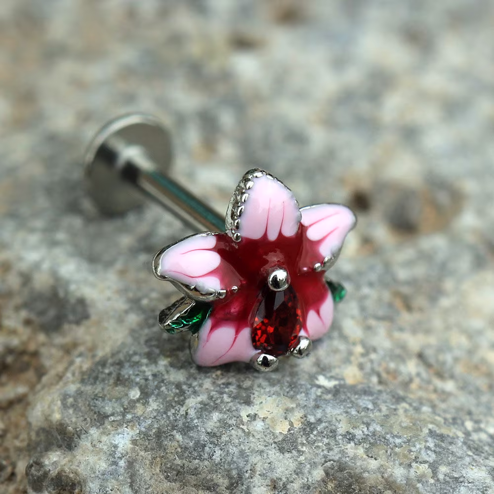 316L Stainless Steel Hibiscus Flower Labret
