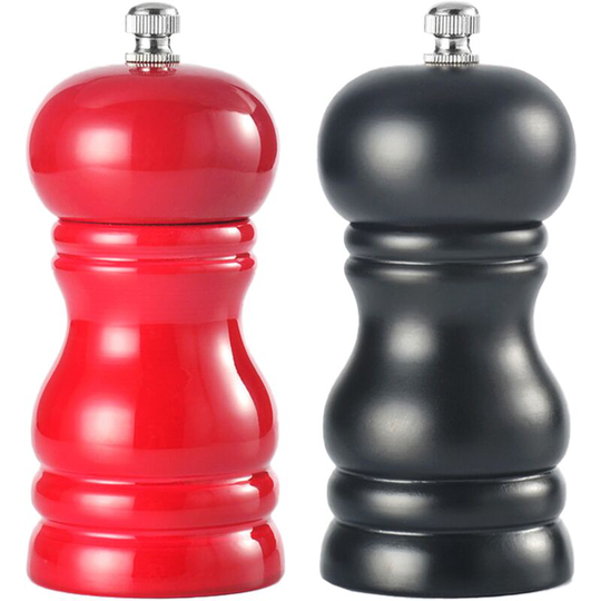 Solid wood pepper grinder manual pepper grinder seasoning bottle pepper pu paint pepper mill red+black