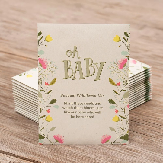 Oh Baby Shower Light Gray - Bouquet Wildflower Kit 25 Seed Packets Non-Gmo Seeds