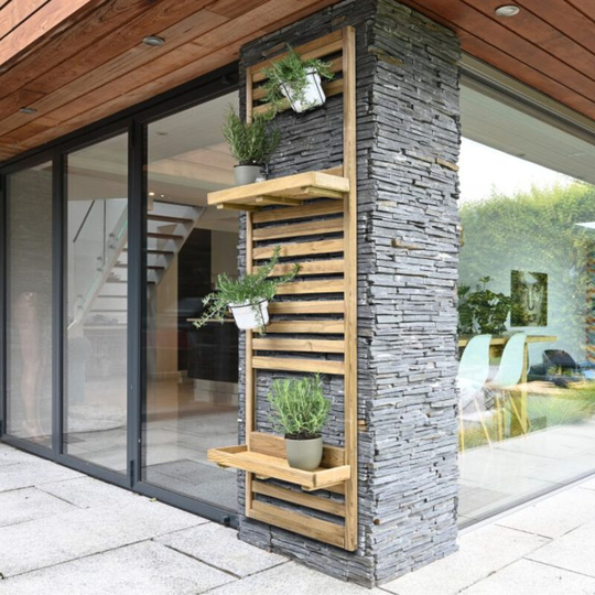 Forest - Garden Slatted Wall Planter 2 Shelf ? 8?2 Pressure Treated Outdoor Garden Planter