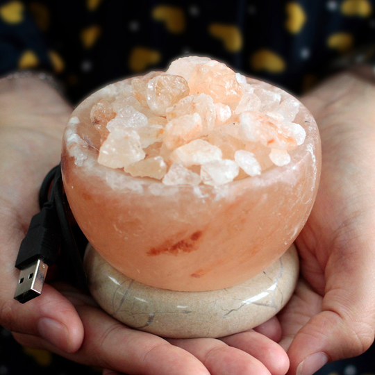 Handmade Tabletop Himalayan Crystal Salt Lamp Usb Fire Bowl Desk Decorative Natural Rock