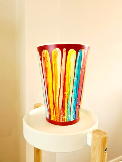 Hand Painted Ceramic Plant Pot, Bright Colour, Colourful Indoor Housewarming Gift, Birthday Mothers Day Rainbow