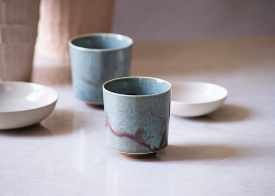 Kubo. Set Of 2 Ceramic Espresso Cups With Sea Green Glaze Perfect High Quality Handmade Fine Art Pottery