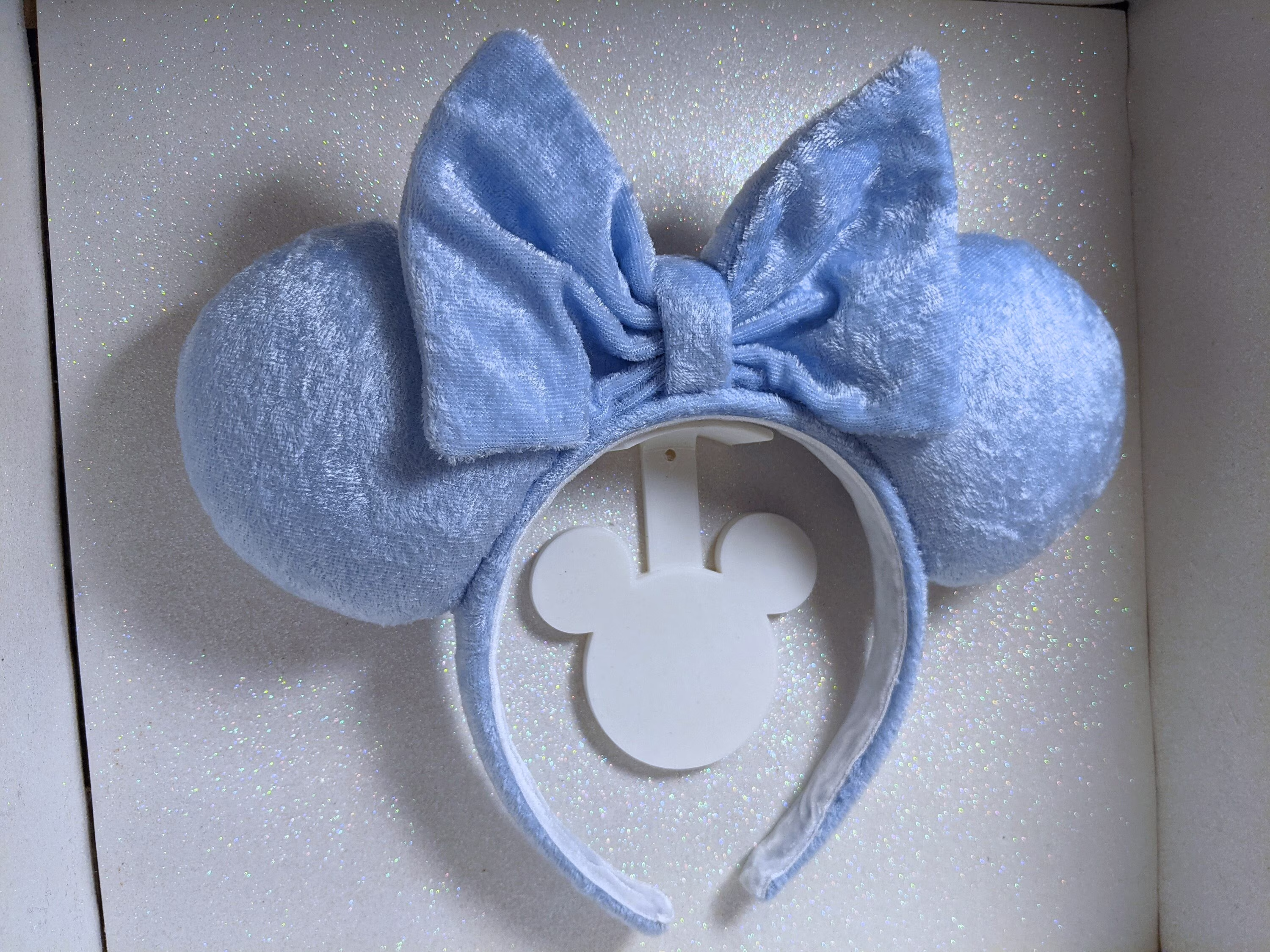 Matte Baby Blue Powder Soft Panné Velvet Velour Minnie Ears