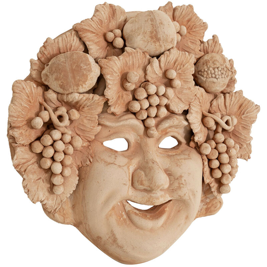 Mask 'with grapes and fruit' wall hanging terracotta 100% Made in Italy entirely Handmade