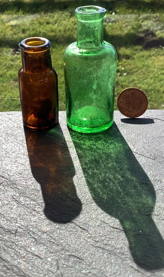 Vintage Apothecary Bottles I 2 Mini Apothecary Glass Bottles Collectible I Seafindsscotland