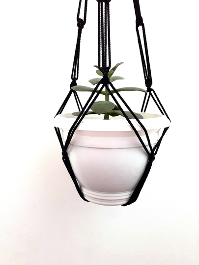 Black Macrame Plant Hanger 28 Inches 3mm Hanging Planter Without Tail Macrame Holder Indoor Or Outdoor Decor Flower Pot Wall Hanging