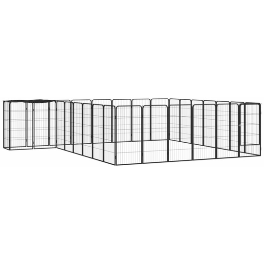 30-Panel Dog Playpen Black 50x100 cm Powder-coated Steel Vidaxl Black
