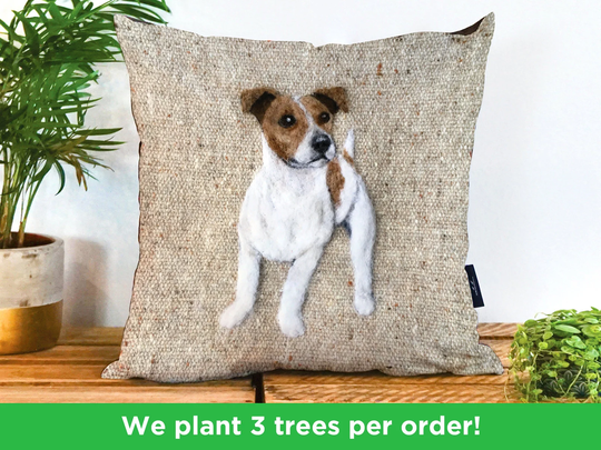 Jack Russel Vegan Cushion By Sharon Salt - Print Not 3D | Cute Throw Pillow Handmade in The UK Dog Gift Decor