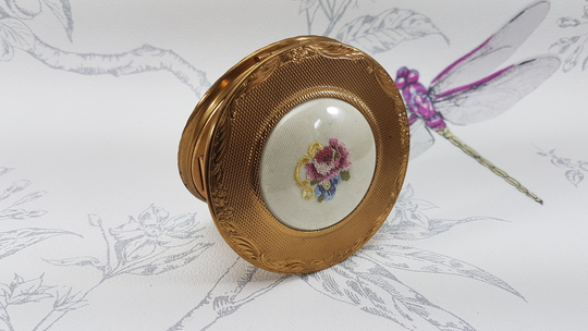 Vintage Mascot Asb Powder Compact, Petit Point Compact Mirror, Collectable Vintage