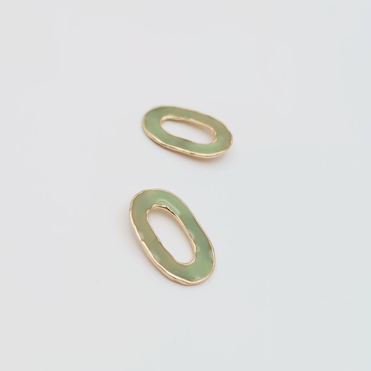 Sage Green Color 2 in 1 Charms, Herb Hoop Pendants, Earring Oval Hoops For Earrings Making, Pieces