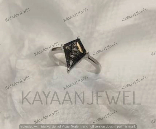 2.30Ct Salt & Pepper Kite Cut Diamond Engagement Wedding Ring in 925 Sterling Silver, Salt Pepper Ring, Gift For Women, Anniversary Rings