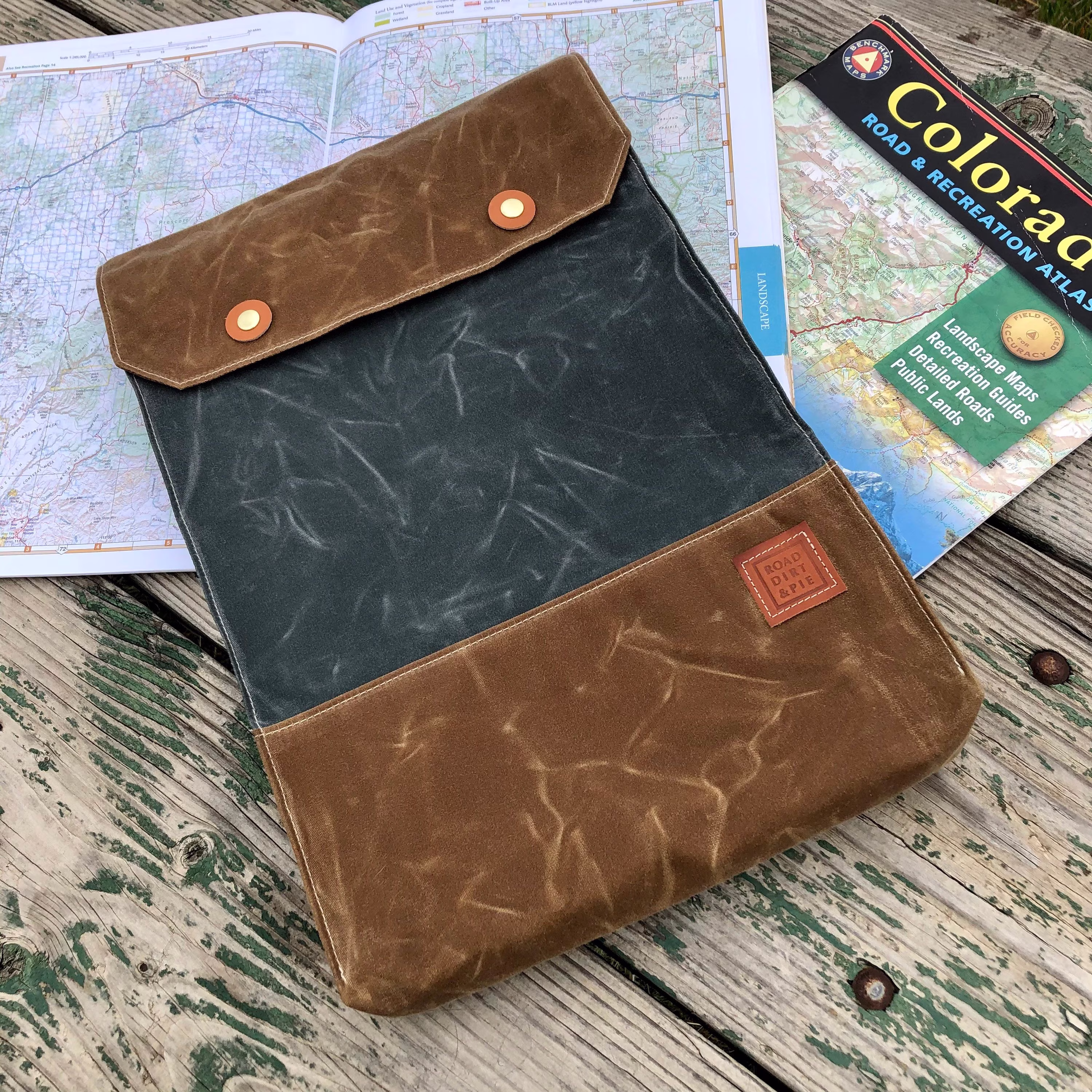 Oversized Map Organizer | Waxed Canvas Road Atlas Bag Adventure Overland Travel Gift Vanlife River Guide Case
