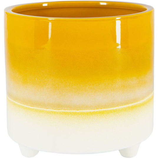 Reactive Glaze Footed Plant Pot - 18cm - Mustard - Nicola Spring