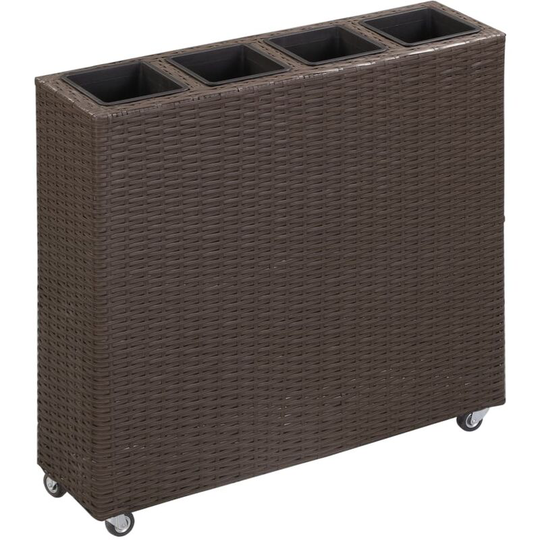 Vidaxl - Garden Raised Bed with 4 Pots 80x22x79 cm Poly Rattan Brown Brown