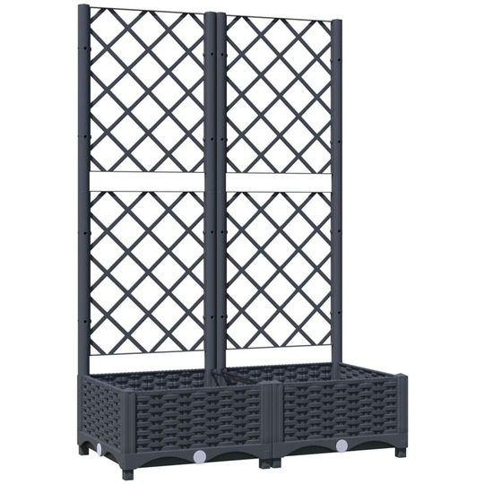 Garden Planter with Trellis Dark Grey 80x40x121.5 cm pp Vidaxl Grey