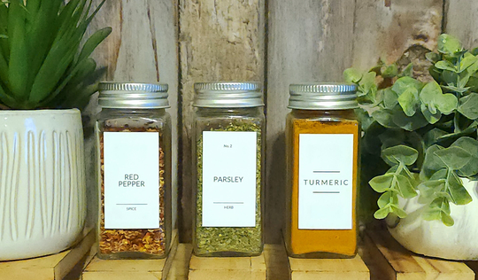 100 Count | Modern Spice Jar Labels Minimalist Water Resistant Oil Free Shipping