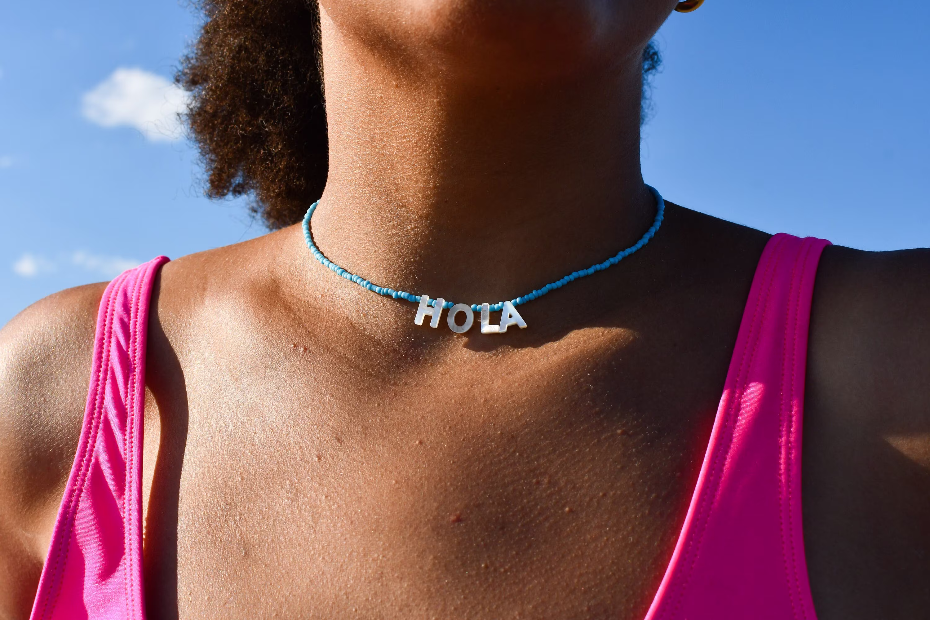 Hola Blue Seed Bead Necklace