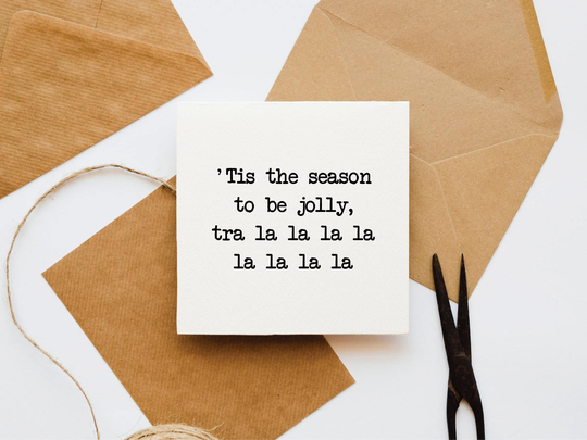 Tis The Season To Be Jolly Christmas Card, Music, Song, Cute Festive Carol