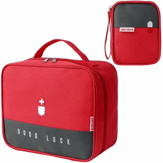 Monly - 2 Pcs Medicine Box, Portable Medicine Bag, Mini Empty First Aid Kit, Medicine Storage Bag, Large Capacity, Waterproof Medical Empty Medicine