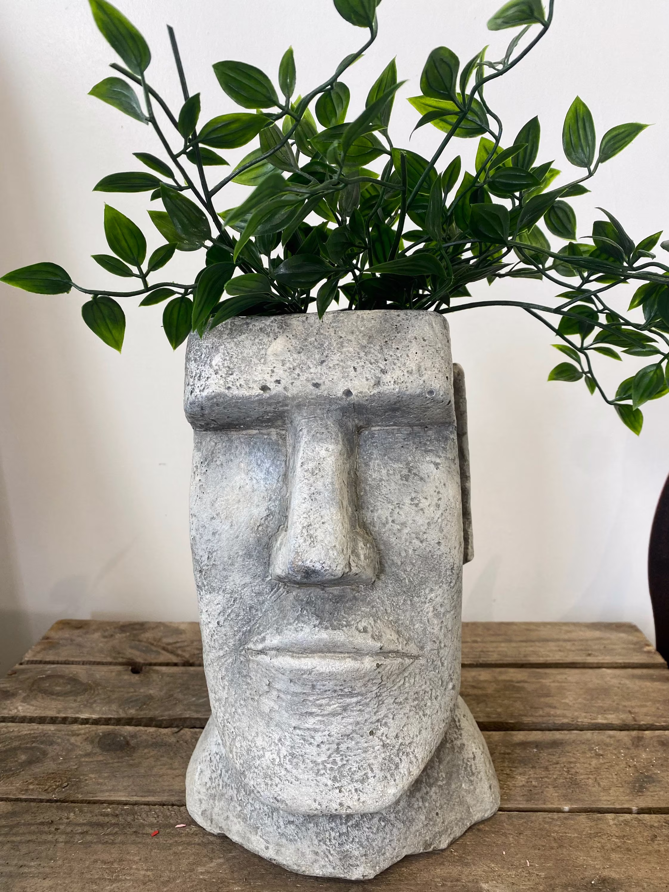 Easter Island Maoi Head Pot Planter Garden Indoor Outdoor Reconstituted Stone