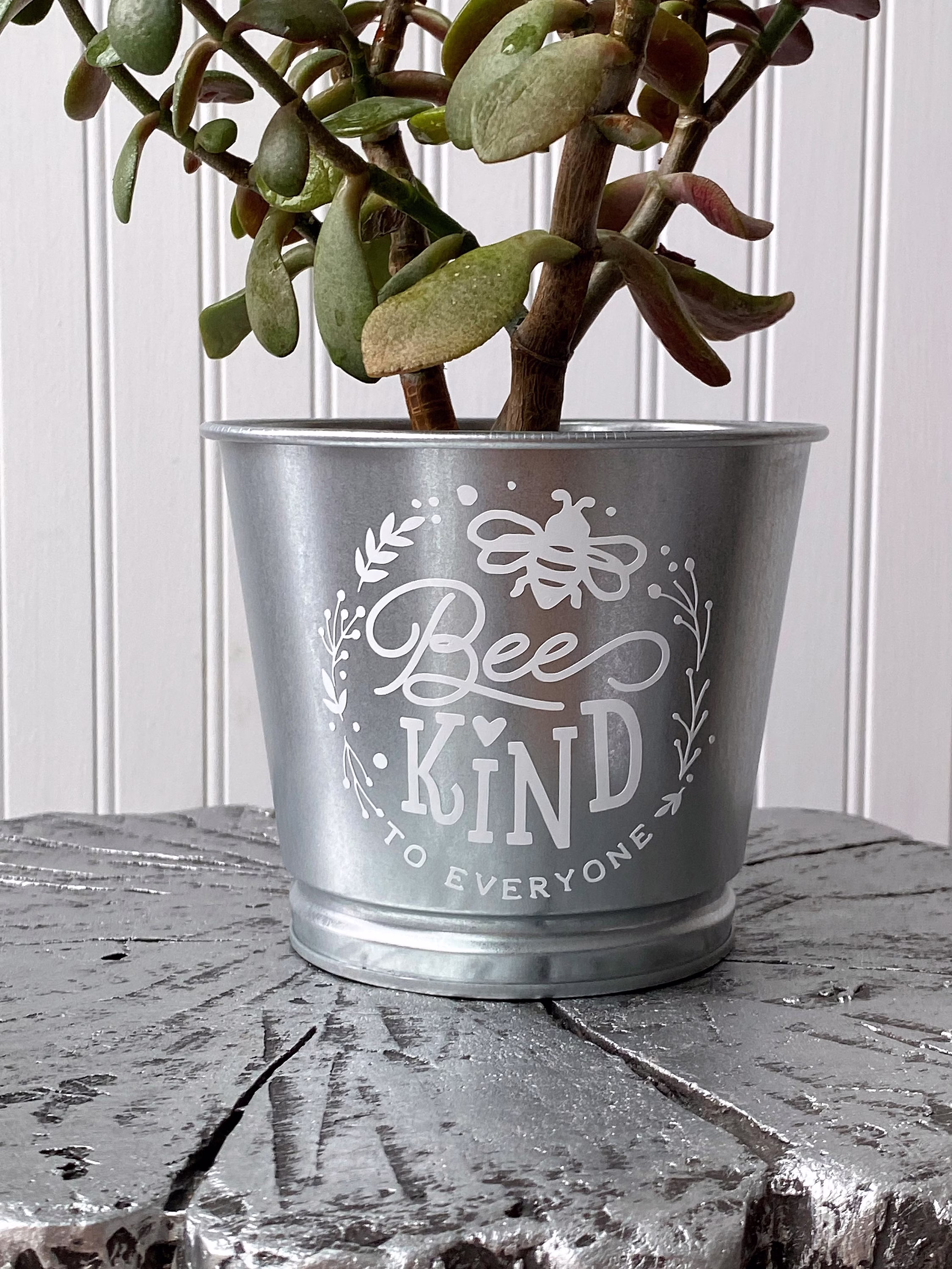 Bee Kind To Everyone Planter /Silver Galvanized Metal Indoor/Farmhouse Décor Custom Personalized Plant Pot