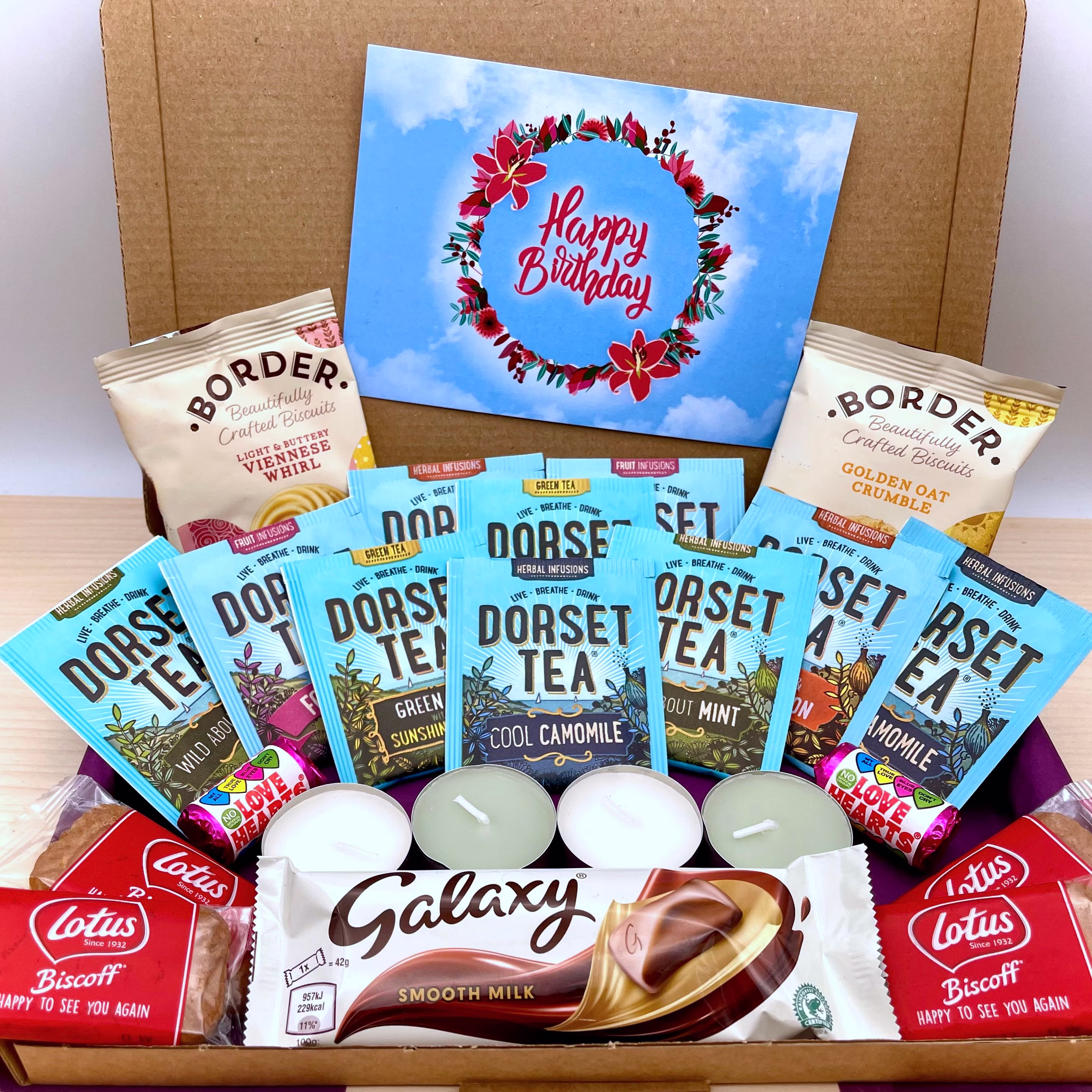 Tea Lover Personalised Birthday Letterbox Gift | Add Your Message, Set, Hug in A Box, Self Care Package, Chocolate & Biscuits