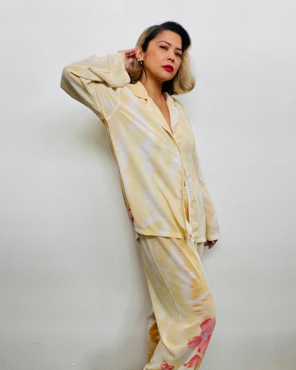 60S Tropical Printed Shirt & Pants Set