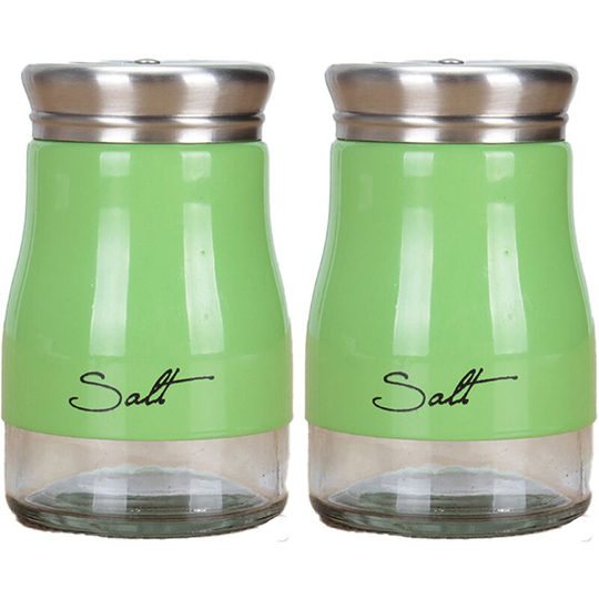 Fvbjd - Stainless Steel Salt and Pepper Shakers with Glass Bottom, Modern Kitchen Accessories green